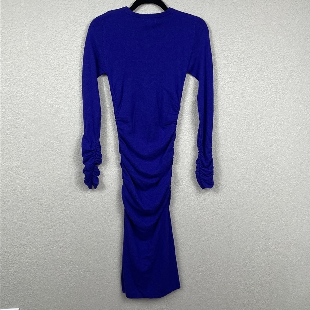 New Reiss Charley Ruched Long Sleeve Sweater Dress Wool Blend Purple Sz XS - Picture 7 of 16